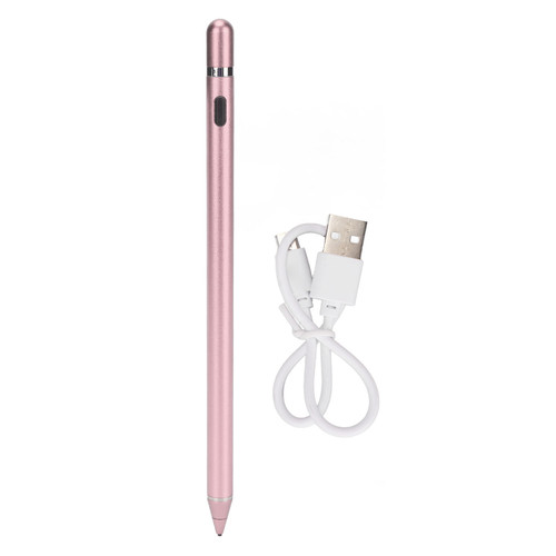 Active Capacitive Stylus USB Charging Copper Tip Touch Screen Pen for Mobile Phone and Tablet Rose Gold