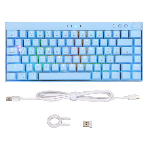 Blue Mechanical Keyboard 82 Key Three Mode Keyboard with RGB Compatible for Windows for IOS for AndroidBlue Switch