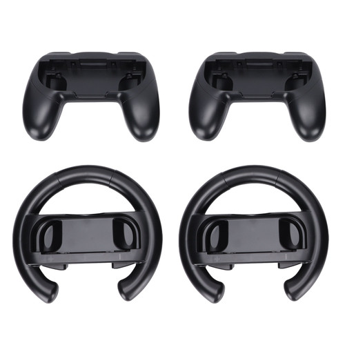 Controller Grip Steering Wheel Kit Heat Resistance Handles and Steering Wheels for Switch(Black Black )