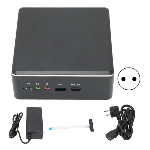 Mini PC Black Dule Core Radeon Vega 3 Graphics 2.4GHz to 3.3GHz HD 4K Mini Desktop Computer for Windows 10 100‑240VEU Plug 8GB DDR4, 128GB SSD