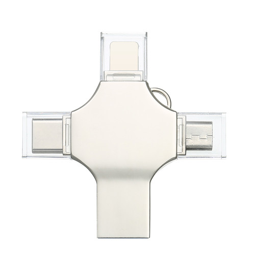 64GB 4-in-1 metal USB Flash drive Mobile phone computer dual-use Mini USB flash drive Support Type-C  USB iOS devices