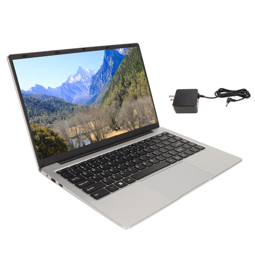 14inch Laptop for Windows 10 1920x1080 FHD Quad Core 4 Thread 6000mAh Silver Laptop with Camera Large Touchpad