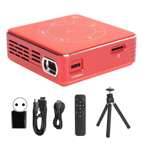 Mini Projector HD Smart Bluetooth Wireless Connection Home OnScreen Equipment C99 (Red )