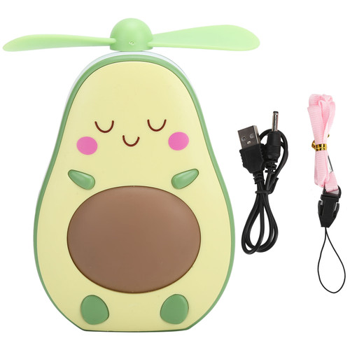 Mini Fan USB LED Rechargeable Cooling Accessory with Makeup Mirror for Desk HandheldYellow Avocado Fan
