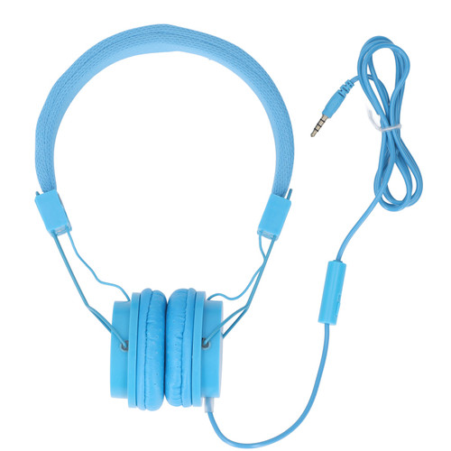 3.5mm Wired Headset with Mic Stereo Foldable Adjustable Headband Inline Control for Music Calls Games Compatible with PC Laptop Tablet Phone MP3 Blue