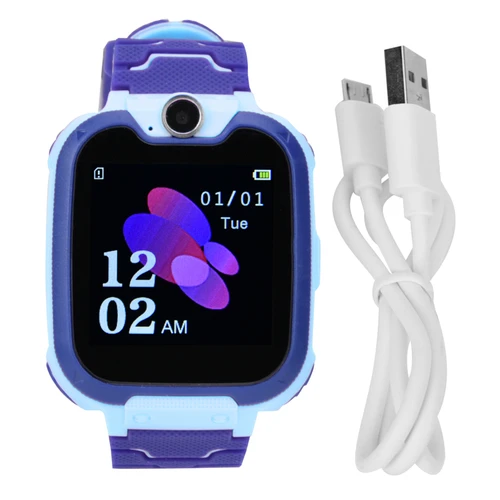 Taking Pictures, Alarm Clock Watch Kid Phone Watch SOS Emergency Call Lighting Watch(Blue)