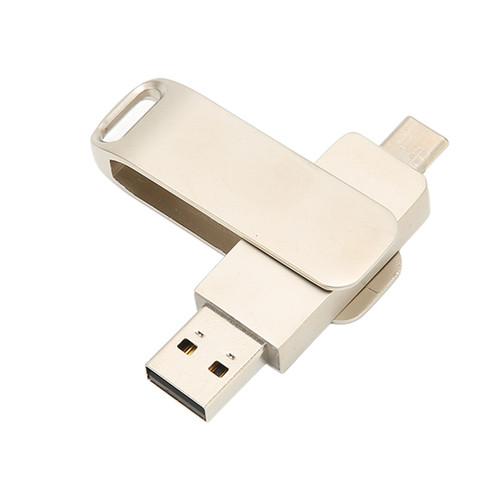 Phone Memory Stick USB 3.0 Type C 2 in 1 Metal Rotatable Portable Flash Drive for Tablets Pictures Storage Silver 128GB