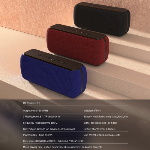 XDOBO X8II 60W Portable Wireless Speaker BT5.0 Technology IPX5 Waterproof Outdoor Speakers TWS Series Stereo Scene HiFi Sound AUX-in U Disk TF Card Long Playtime Subwoofer Portable Perfect for Party