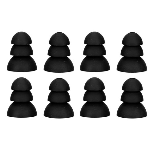 8pcs Hearing Aid Ear Tips 3 Layer Soft Silicone Replacement BTE ITE Pocket Hearing Aids Earplug DomesBlack