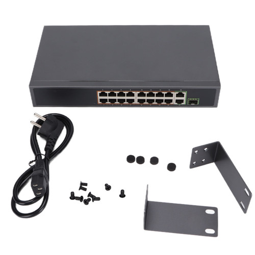POE Switch 16 Ports 100M 2 Gigabit Ethernet Ports 1 Gigabit SFP Full Load 800W Stream POE Switch