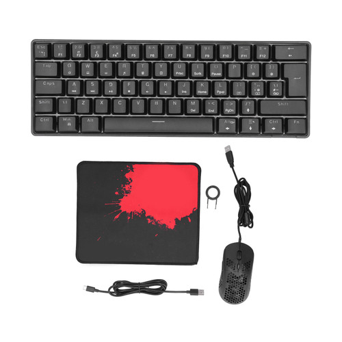 Mechanical Keyboard Blue Switch NKey Rollover Portable 62 Keys RGB Gaming Keyboard for Computer(Black Blue Switch Mixed Light )