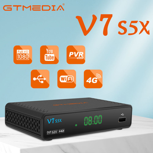 GTMEDIA V7 S5X DVB-S/S2/S2X Signal Receiver H.265 Decoder Set Top Box USB WiFi Digital TV Receptor Tuner Scart Output