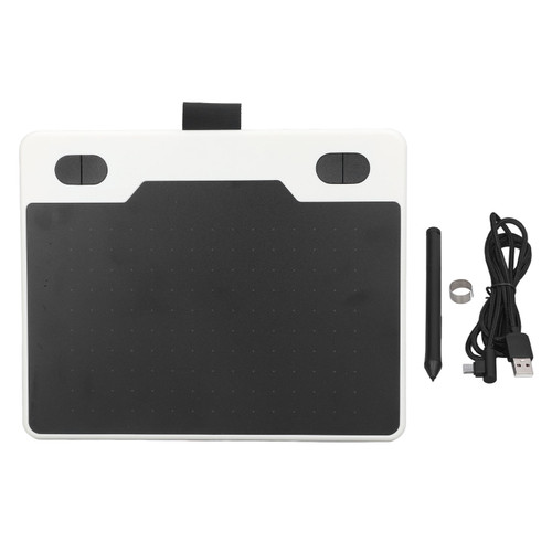 Graphics Drawing Tablet 155x100mm 233 PPS 5080 LPI 8192 Levels Stylus 4 Customizable Keys USB Port Digital Art Tablet White