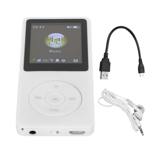MP4 Player Portable Support Small Memory Card Ultra Thin 1.8 Inch LCD Media Music Player with Accessories for Students White