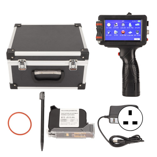 Handheld Inkjet Printer Inkjet Printer with 4.3in LCD Touchscreen Quick Drying Handheld Printer for Date Label 100‑240V UK Plug