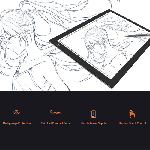 Huion L4S Protable Ultra-thin LED Light Pad Acrylic Panel LED Drawing Light Pad Powered by USB with Adjustable Brightness