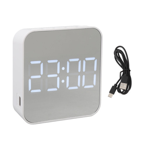 LED Digital Clock 2 Alarm Settings Multifunctional Small Electronic Alarm Clock with Temp Date Display for Bedroom Office White