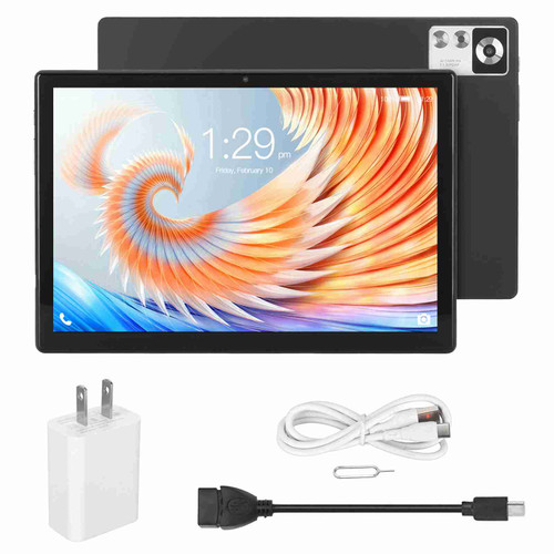 10.1in Tablet Octa Core CPU 8GB RAM 256GB ROM 5GWIFI Front 800W Rear 1600W Tablet PC for Android 12 100‑240V Black US Plug