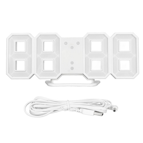 3D LED Digital Clock Dimmable Snooze Time Memory 12/24 Date Temperature Night Light 3D LED Wall Clock for Office Home