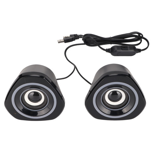 Computer Speakers Small USB Powered Plug and Play Wired Desktop Speakers with LED Light for Xbox PC SmartphoneStandard Black Color Lights