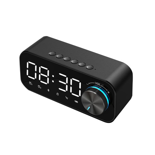 Digital Radio Alarm Clock Bluetooth Speaker Clock with Time and Alarm LED Display and Mirror Surface for Desktop