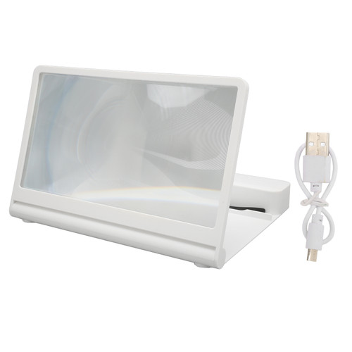 Phone Screen Magnifier 3D HD Magnifying Projector Screen Enlarger with Bluetooth Speaker for Movies Videos Games White