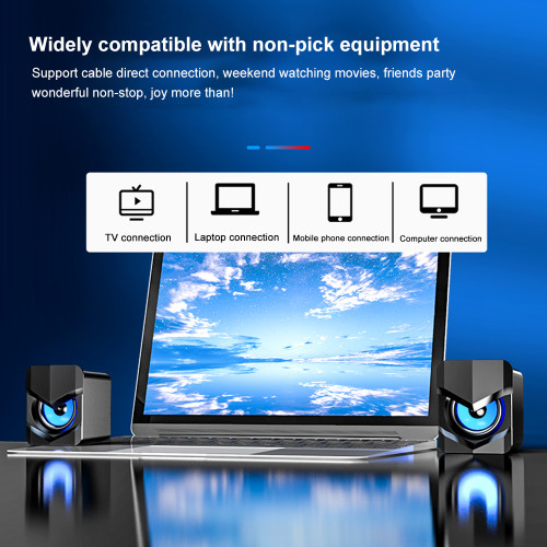 V-158 Mini Desktop Computer Speaker Super Bass Subwoofer 3.5mm Wired Music Player Soundbox USB Powered Home Speakers Subwoofer for Cellphone Laptop Universal