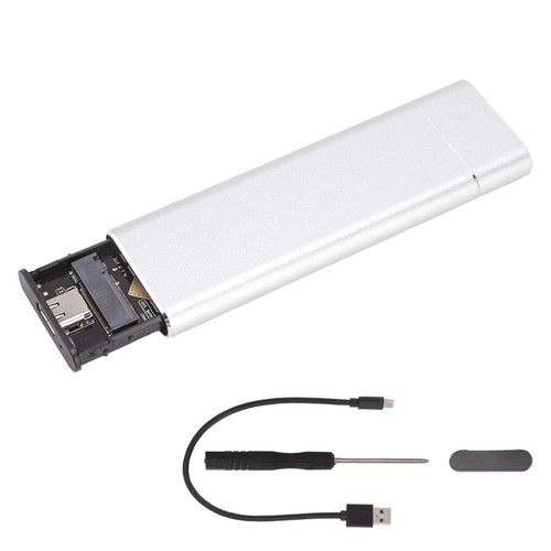 M.2 NVMe SSD Enclosure Aluminum USB3.1 to NVMe PCIe M Key Type C Interface Silver SSD External Chassis