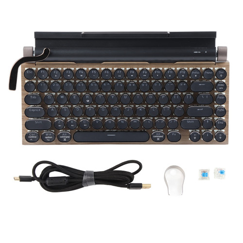 Mechanical Keyboard 83 Keys Retro Wear Resistant Support Wireless 2000mA Adjustable Brightness Retro Typewriter Keyboard