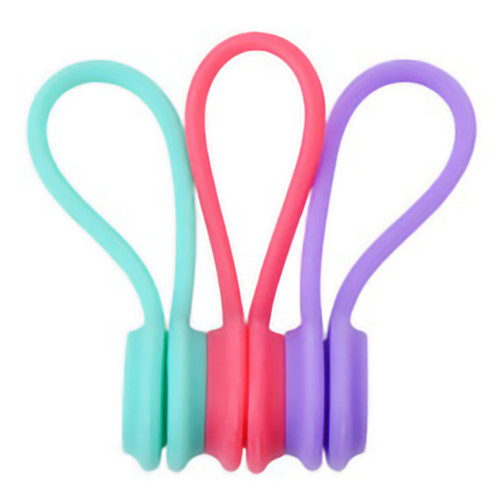 3PCS Headphone Cord Winder Portable Silicone Earphone Cable Holder Clip for Home Office Purple Red Blue