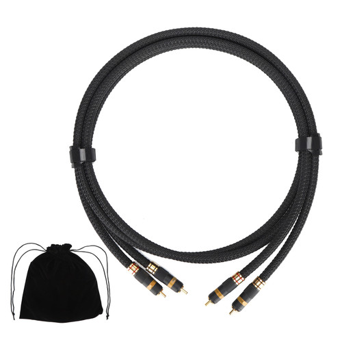 Monosaudio A202R Audio Cable Pure Copper SilverPlated Double Lotus Head 2RCA Signal Cable for Amplifiers HDTV(1M )
