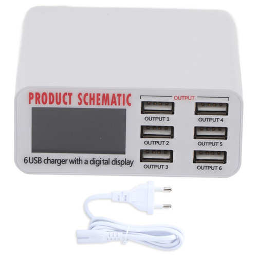 Multi Functional Smart 6 Ports USB Charger Fast Charging for Mobile Phone Tablets