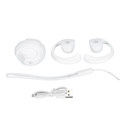 Language Translator Earhooks Bluetooth 5.3 Support 144 Languages Online Translation Wireless Translator Earbuds Device for Music and Calling White