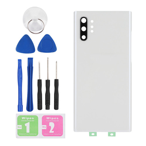 BW-SMBCH NOT10+ Glass Mobile Phone Battery Door Rear Cover Back Cap Parts Accessory for Samsung Note10 plus(White )