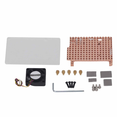 Heatsink Fan Kit for RasPi 5B 5V Single Cooling Fan Efficient Heat Dissipation Pure Copper Acrylic