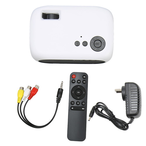 M24 Mini Portable Projector Multifunction 360 Degree Surround Sound Home Theater Video Projector 100‑240V White AU Plug