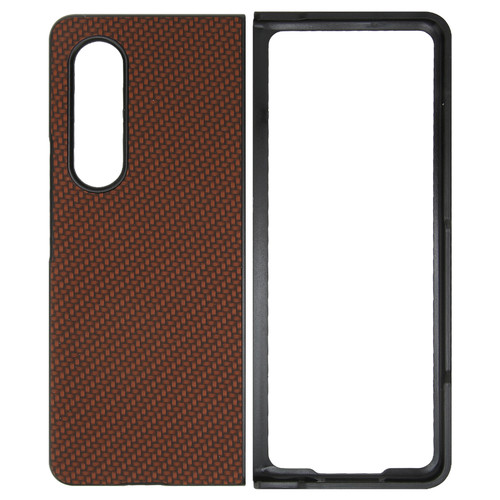 Phone Cover Folding Mobile Phone Protective Case Full Protection for Galaxy Z Fold 3 Carbon Fiber TextureCoffee