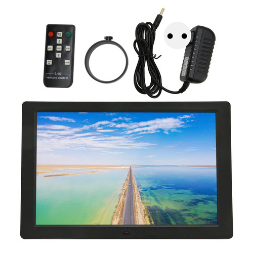 Digital Photo Frame 12.1 Inch 2.4G 1280x800 Electronic Photo Frame with Remote Control Black 100‑240V EU Plug