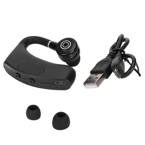 V12 Bluetooth Headset Wireless Single Hanging Ear Handsfree LED Digital Display Headphone for Business OfficeWithout Charging Compartment