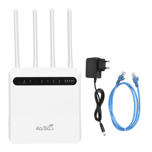 4G WiFi Router 600Mbps Standard SIM Card Slot 4 Antennas Support 20 Devices Mobile WiFi Hotspot for Europe 100‑240V EU Plug