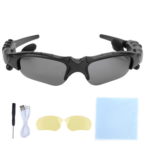 Intelligent 5.0 Wireless Bluetooth Sunglasses Sports Driving Glasses with Stereo Earphones(BlackYellowGlasses Screwdriver )