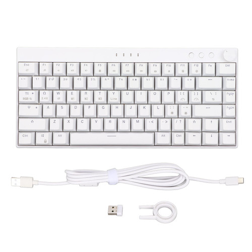 Three Mode Mechanical Keyboard 82 Keys RGB Dynamic Backlight N Key Rollover White Mechanical Keyboard for Office HomeRed Switch