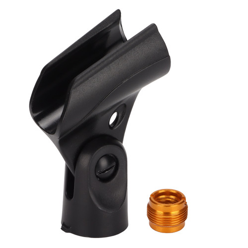 JD‑11 Universal Microphone Clip Sturdy Mic Clip Holder with 5/8in Male to 3/8in Female Copper Adapter for Handheld Mic