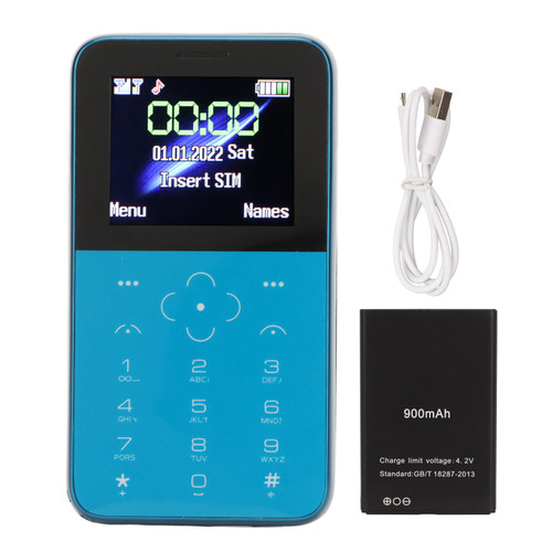 SOYES S10P Mini Card Cellphone Ultra Thin Small Portable Backup Keyboard Mobile Phone for Kids Children Students Blue