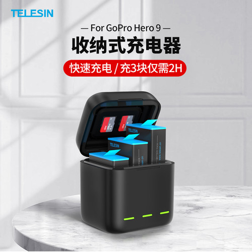 Taixun gopro9/10 portable charger storage type charging compartment two battery set sports camera accessories