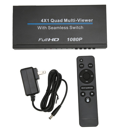HD Multimedia Interface Quad Multi Viewer 4x1 4 in 1 Out 1080P IR HD Multimedia Interface Quad Multi Viewer 110‑240V US Plug