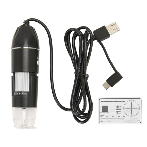 Digital Microscope USB Type C Micro USB 3 in 1 50X to 1600X Magnification 8 LED Magnifier Camera for Mobile Phone PC Laptop
