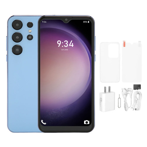 3G Unlocked Smartphone with Stylus 6.5in 5000mAh 4GB RAM 64GB ROM 5MP Front 13MP Rear Camera Face Unlock for Android 11.0 Blue US Plug