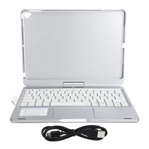 Wireless Folding Bluetooth Keyboard with 360 Degrees Rotation Stand Cover Case Fit for IOS TabletSilver