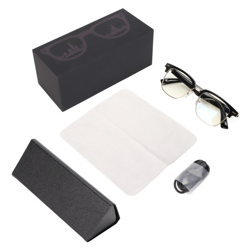 Smart Glasses BT 5.0 Stereo Prevents Blue Light Hands Free Calling Built in Mic Semi Open Wireless Glasses